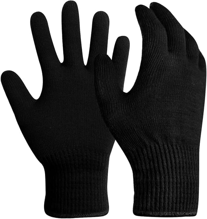 Unisex Winter Knit Beanie Cap Hat Neck Warmer Scarf with Woolen Gloves Set - Free Size, Black